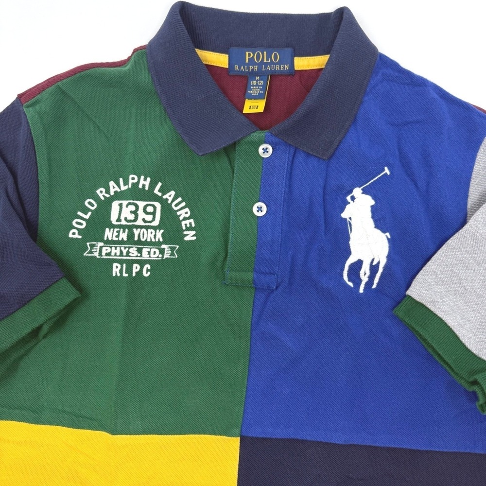 Polo Ralph Lauren Youth Medium 10-12 Colorblock Big Pony Polo Shirt Multicolor